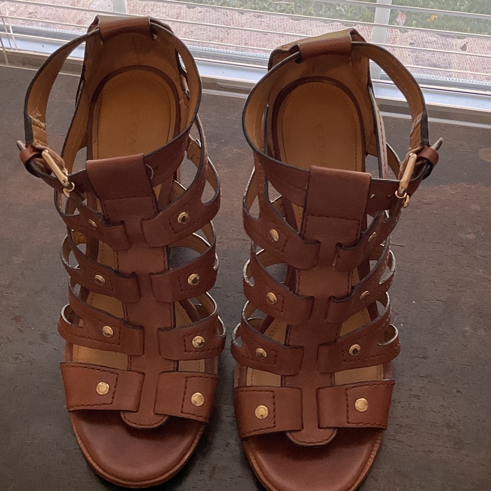 Coach Brown Leather Strappy Sandals